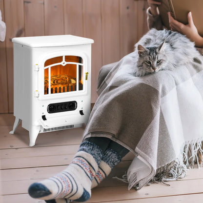 Freestanding Electric Fire Place / Log Wood Burning Effect / Indoor Heater - White