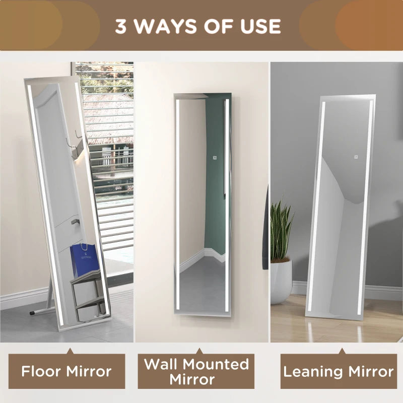 Freestanding or Wall Mounted - LED - Full Length Mirror with Touchscreen Colour Control Lighting