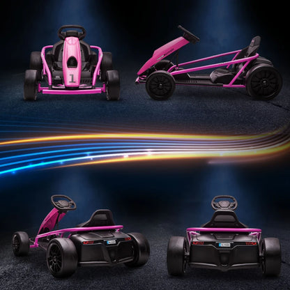 24V Electric Go Kart for Kids with 2 Speeds - Pink / Black