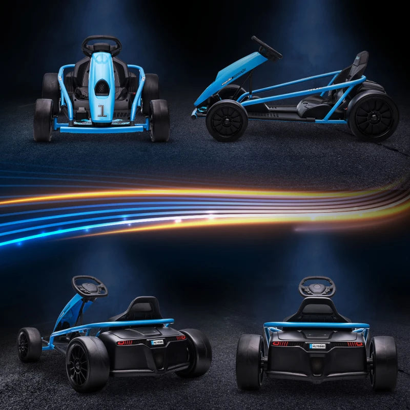 24V Electric Go Kart for Kids with 2 Speeds - Blue / Black