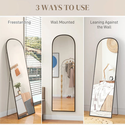 Full Length Arch Mirror - Slim Aluminium Frame -  Vintage Style