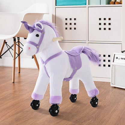 Unicorn Style Plush Riding Toy Horse with Sound Effect