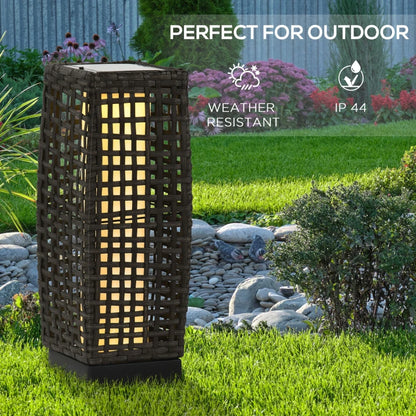 Rattan Lantern with Auto On/Off Solar Powered LED Lights