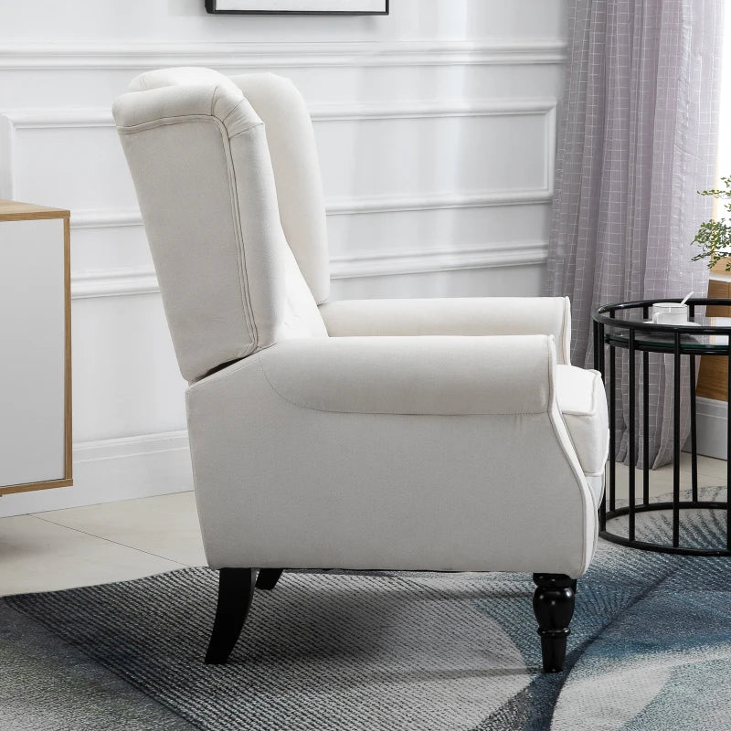 Retro Wingback Tufted Button Accent Armchair with Soft Cushioned Back & Seat - White