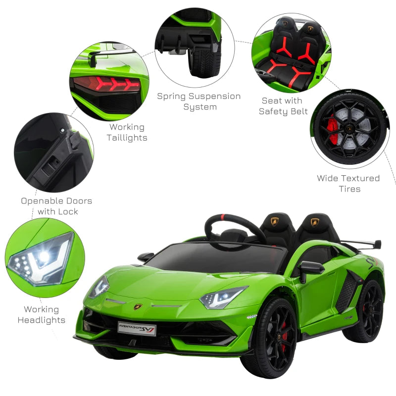 12V Kids Electric Ride On Car Racing Car Toy with Parental Remote Control, Music and Lights - Green