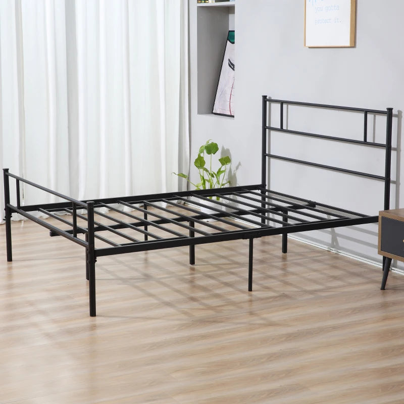 Modern Slimline Metal Bed Frame with Headboard & Footboard - (King Size)