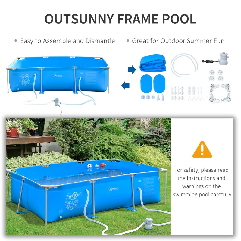 Steel Frame Reinforced - Swimming Pool - with Filter Pump and Filter Cartridges - (292 x 190 x 75cm)