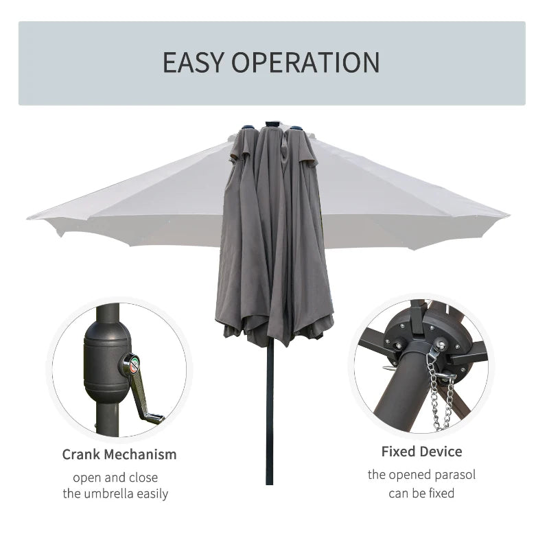 LED - Double Sided Parasol Umbrella (Stand Included Bundle)