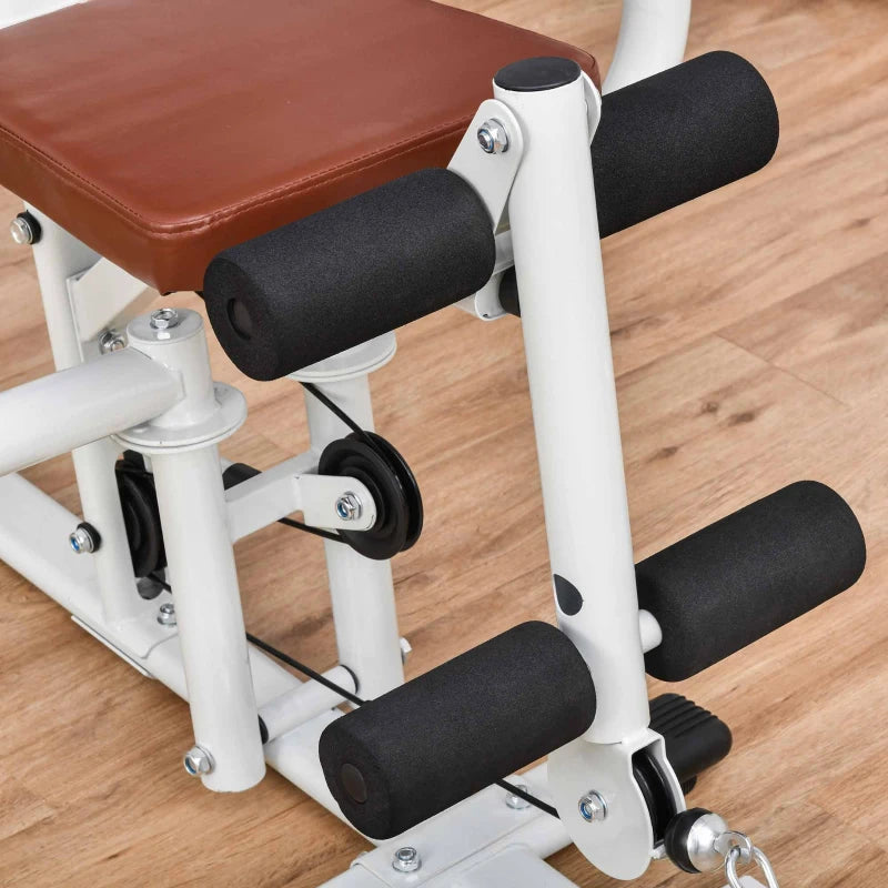 Multi-Function Home Gym Power Tower - Flys, Low Pull, Chest Press, Leg Curl and Lat Pull Down - White