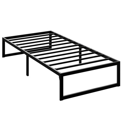 3ft Single Bed Frame with Underbed Storage and Steel Slat Support, 32.5 cm Height, Noise-Free, Black