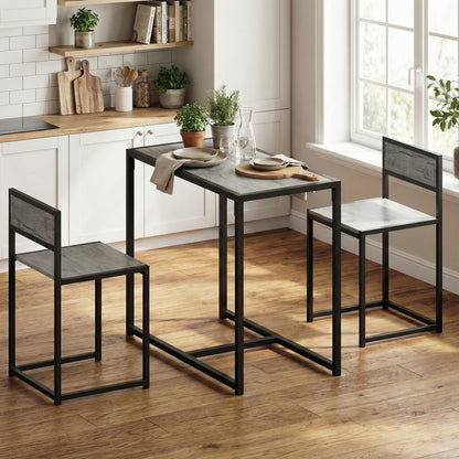 3 Piece Table Stool Set - Charcoal Grey Wood-Effect