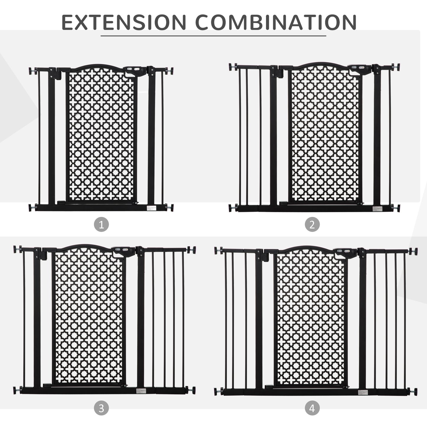 74-105cm Pet Safety Gate Stair Barrier, with Auto Close, Double Locking - Black