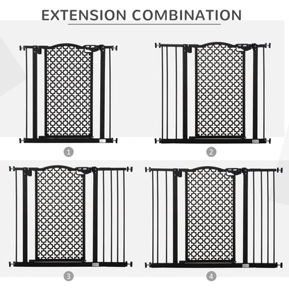 74-105cm Pet Safety Gate Stair Barrier, with Auto Close, Double Locking - Black