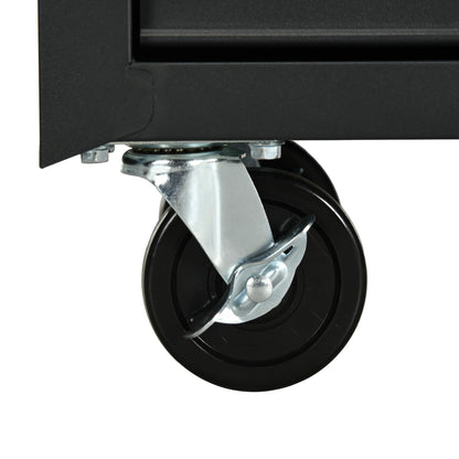 7-Drawer Tool Box on Wheels, Lockable Tool Cabinet with EVA Pat & Ball Bearing, Matte Black