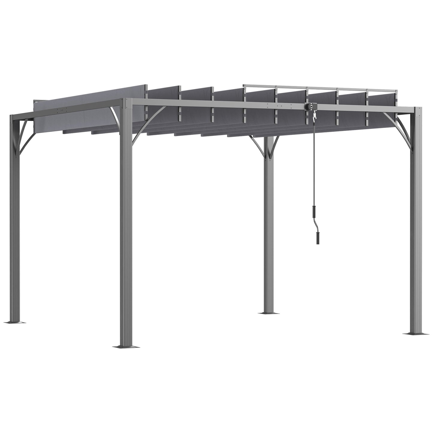 3 x 3(m) Outdoor Pergola with Retractable Roof, Aluminium Louvered Patio Gazebo Canopy for Garden, Patio, Grey