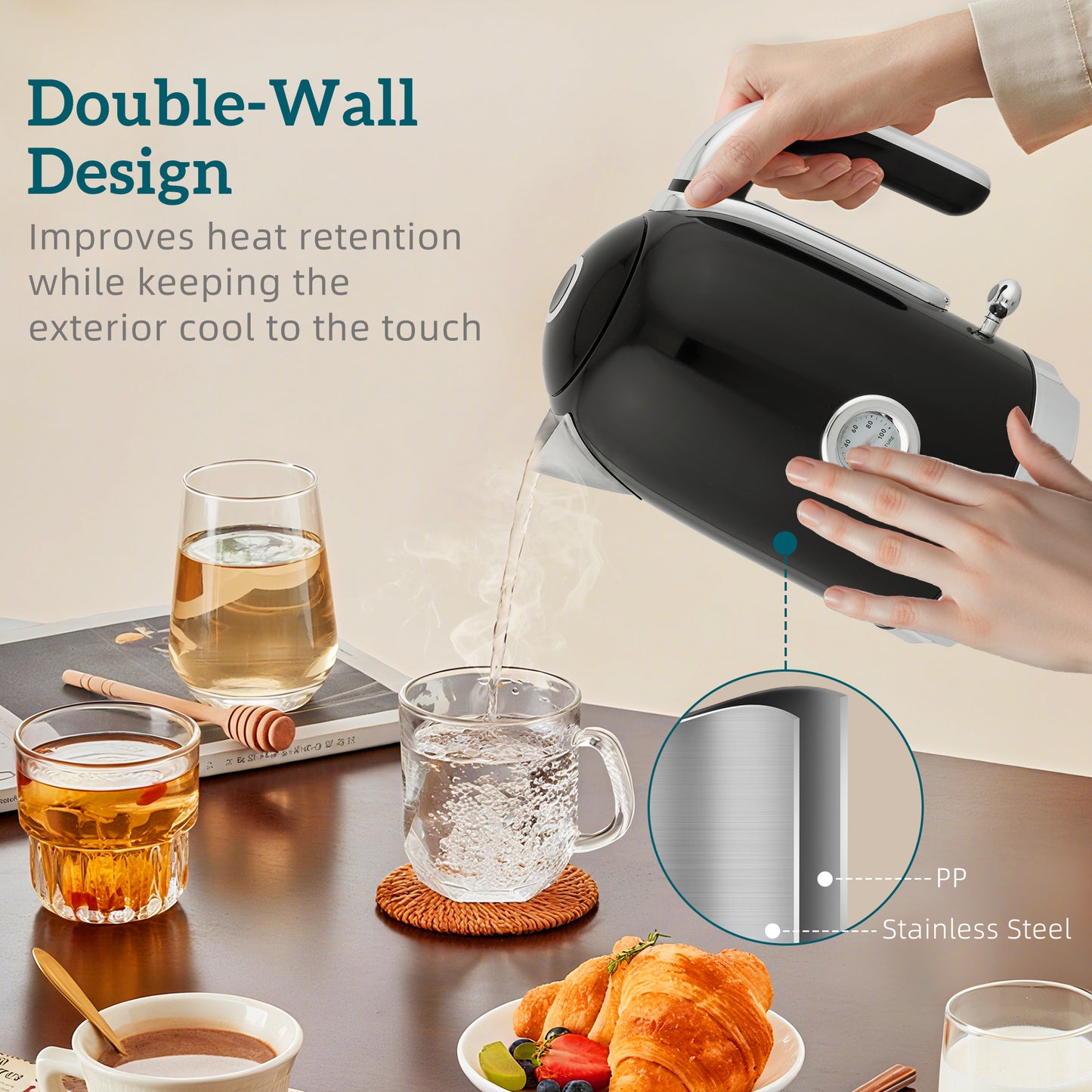 Retro Toaster and Kettle Set - Black