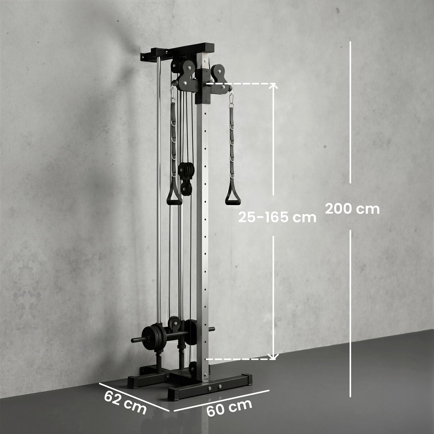 Wall Mount Cable Machine, 15 Positions Adjustable Cable Crossover Machine Dual Pulley System for Home Gym