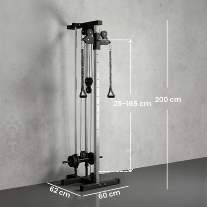 Wall Mount Cable Machine, 15 Positions Adjustable Cable Crossover Machine Dual Pulley System for Home Gym