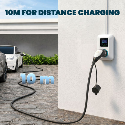 Type 2 EV Charging Cable, 7kW, 32A, Mode 3, 1-Phase, 10m Type 2 to Type 2 EV Extension Cable for EVs, PHEVs