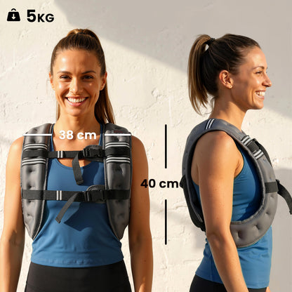 5KG Weighted Vest, Running Weight Vest with Adjustable Strap, Convenient Pocket and Reflective Strips for Men and Women