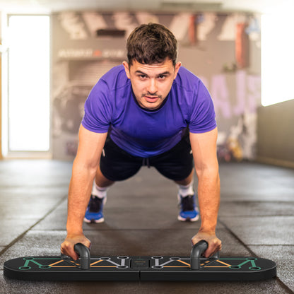 Foldable Push Push Up Board with Non-Slip Pads, for Chest, Arms, Shoulders, Black