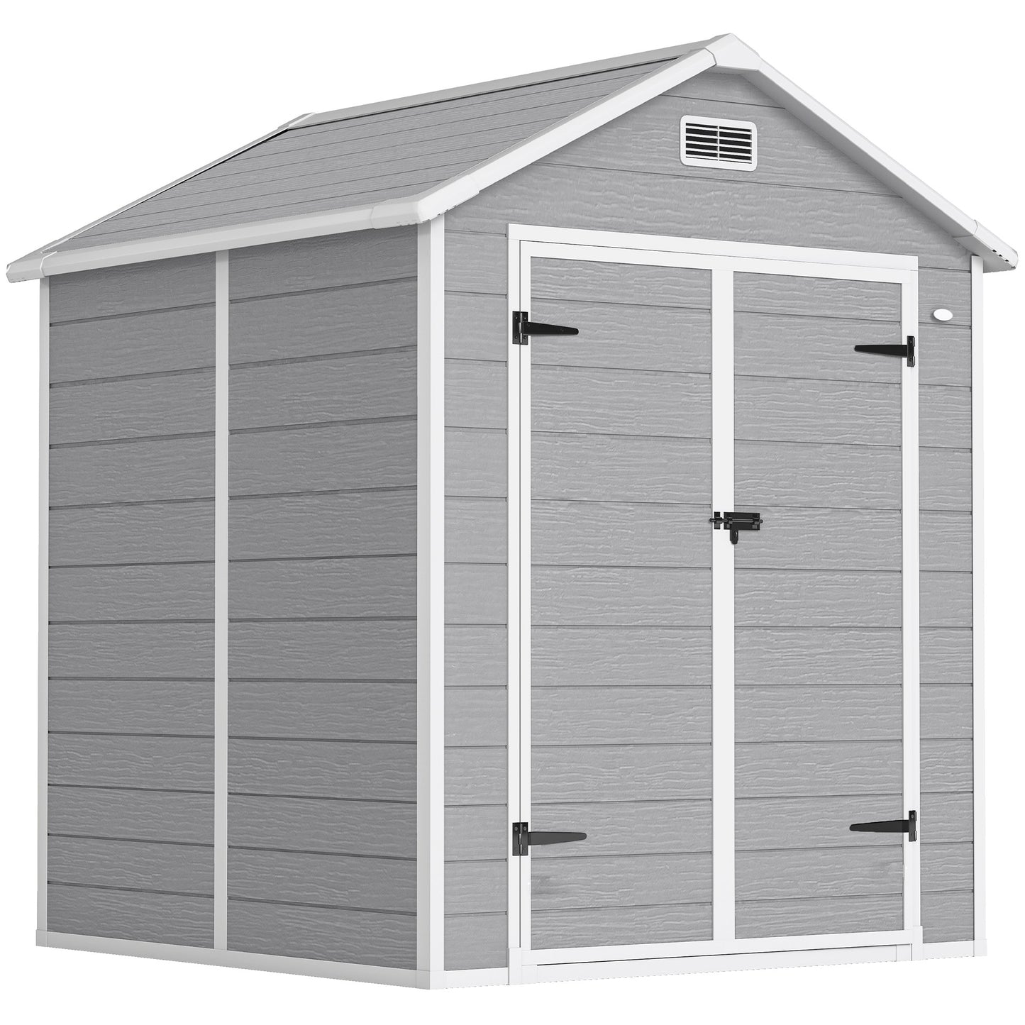 6 x 5ft Garden Shed, Plastic Shed with Floor, Window, Lockable Doors and Vents