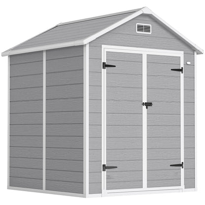 6 x 5ft Garden Shed, Plastic Shed with Floor, Window, Lockable Doors and Vents