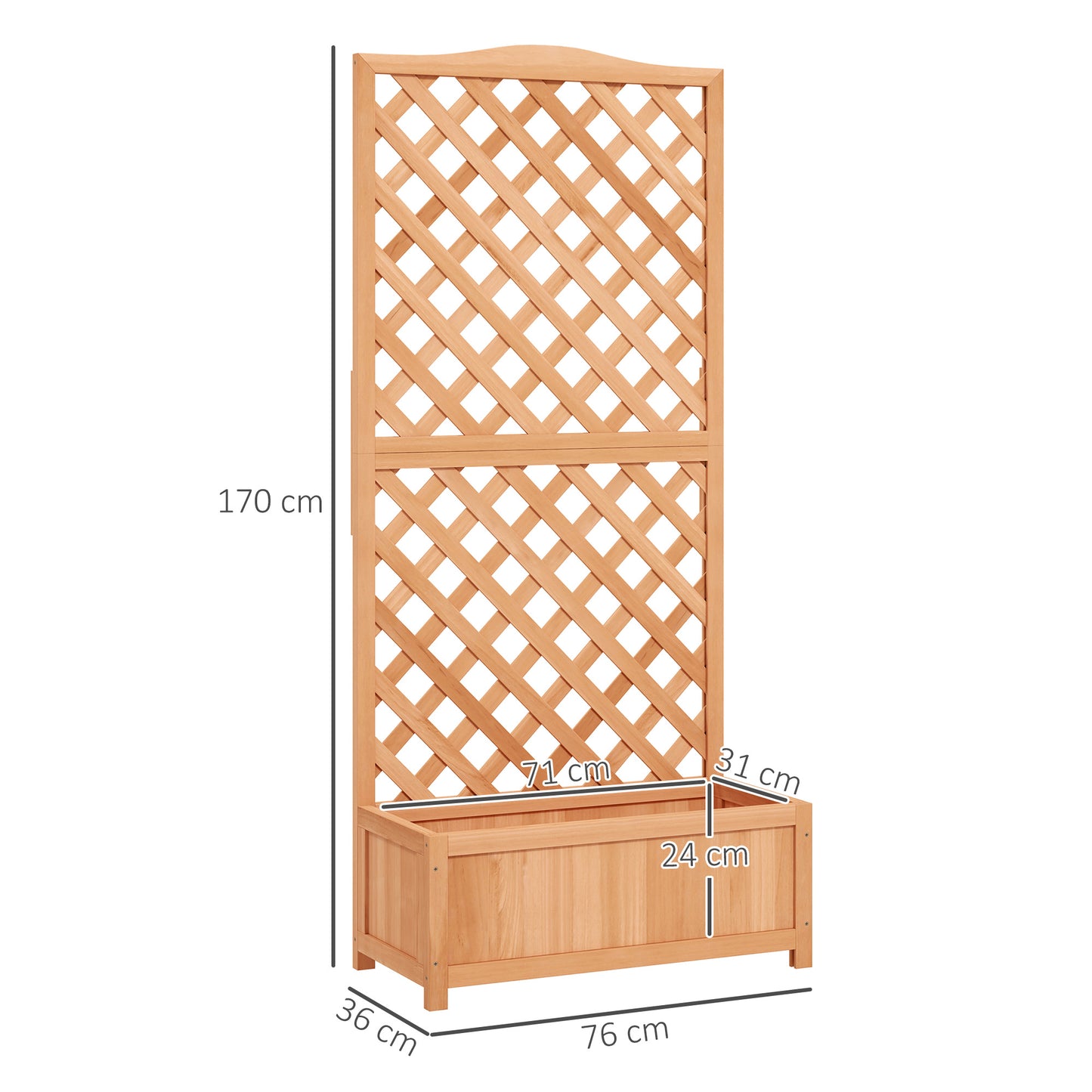 Wooden Planter with Trellis, Freestanding Raised Bed for Garden with Lattice, Outdoor Planter Box for Climbing Plants, Vines