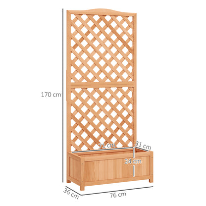 Wooden Planter with Trellis, Freestanding Raised Bed for Garden with Lattice, Outdoor Planter Box for Climbing Plants, Vines