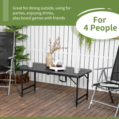 Foldable Patio Dining Table for 4, Height Adjustable Outdoor Table for Garden, Lawn, Dark Grey