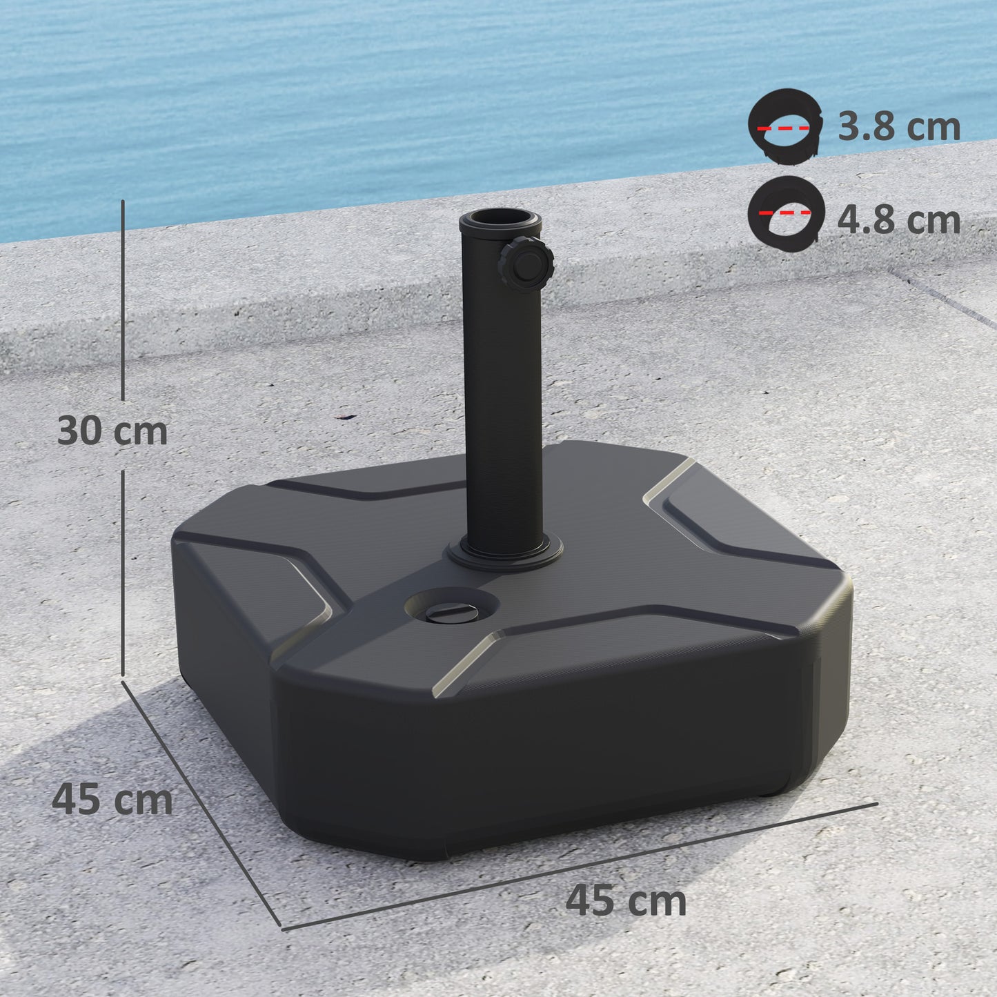 Square Garden Parasol Base, Garden Umbrella Stand Heavy Duty Parasol Base, Filled Up to 25kg with Sand or 20kg