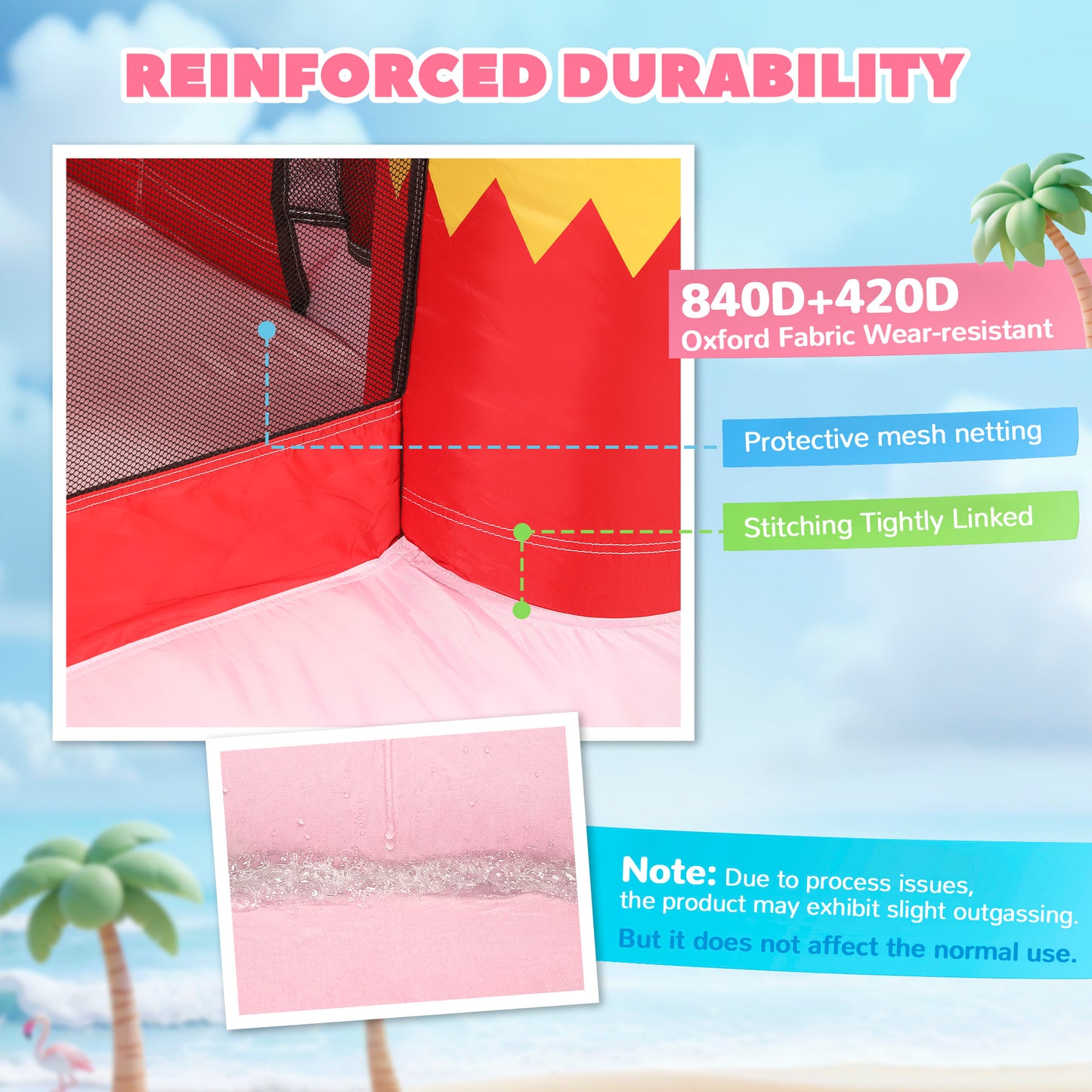Inflatable Bounce House for Kids with Slide, Ball Pit, Basketball Hoop and Blower for Indoor Outdoor Garden, Pink
