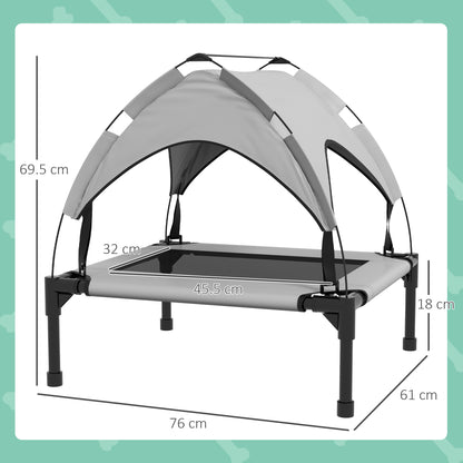 Cooling Raised Pet Bed w/ Washable Breathable Mesh, for Small Medium Dogs, 76 x 61 x 69.5cm - Light Grey