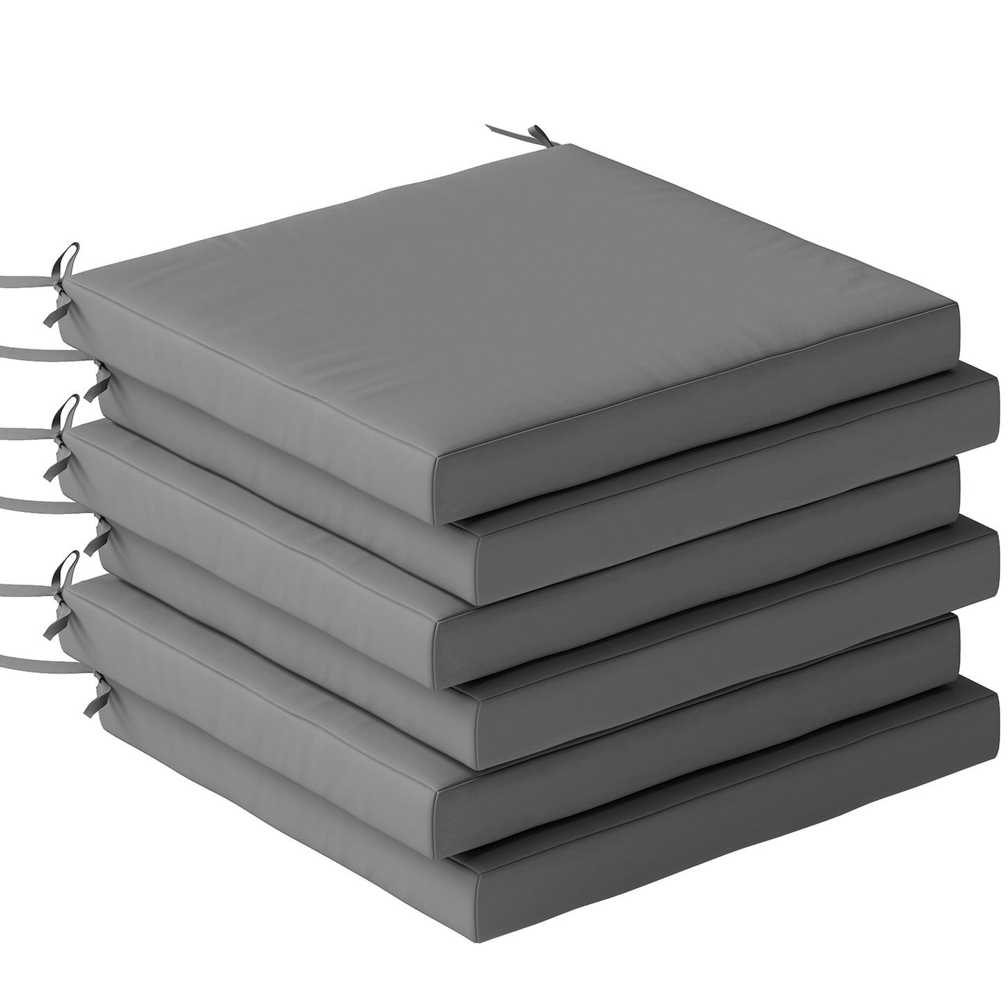 Set of 6 Outdoor Seat Cushions with Machine Washable Cover, Water Repellent Seat Cushions Dark Grey