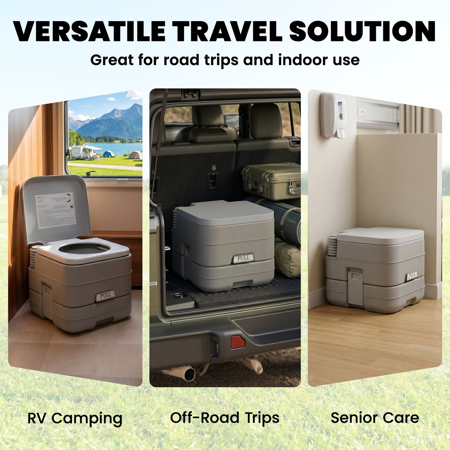 10L Plastic Portable Toilet - Grey