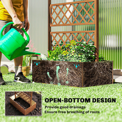 Wooden Trellis Planter Box, Raised Garden Bed to Grow Vegetables, Herbs and Flowers, Orange
