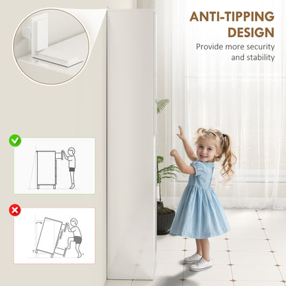 Tall Bathroom Cabinet with Mirror and Adjustable Shelf - High Gloss White