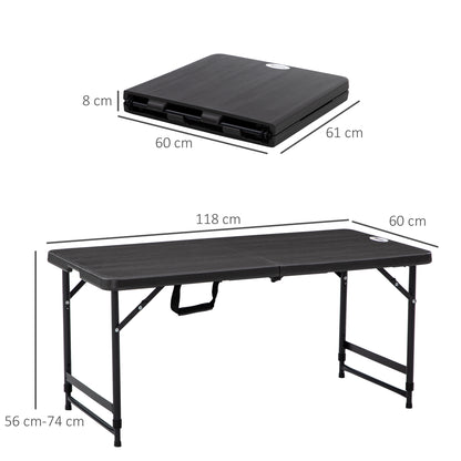 Foldable Patio Dining Table for 4, Height Adjustable Outdoor Table for Garden, Lawn, Dark Grey
