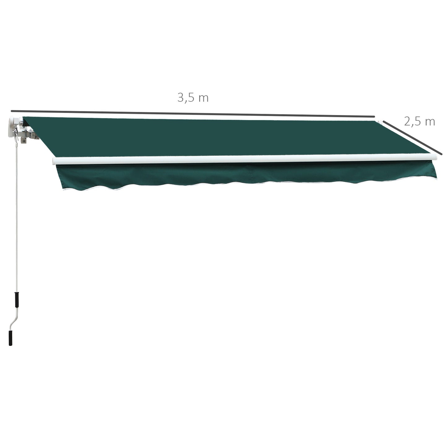 Manual Retractable Awning, 3.5x2.5 m-Green