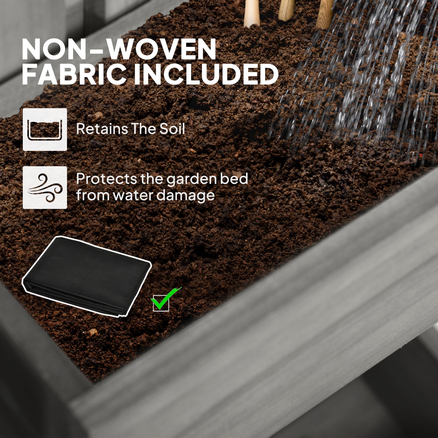 Wall-mounted Wooden Garden Planters with Trellis, Drainage Holes and 3 Planter Boxes for Patio, Grey
