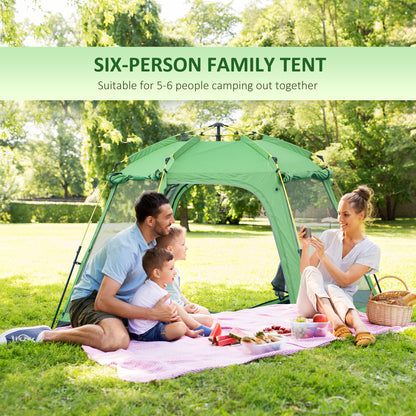 6 Person Pop Up Camping Tent, 2-Tier Design Backpacking Tent with 4 Windows 2 Doors Portable Carry Bag for Fishing Hiking