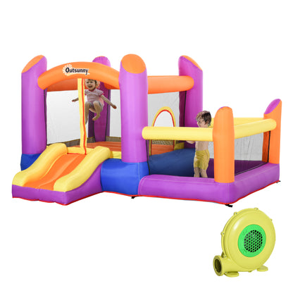 Kids Bouncy Castle House Inflatable Trampoline Slide Water Pool 3 in 1 with Blower Indoor Outdoor for Kids Age 3-8 Multi-Colo