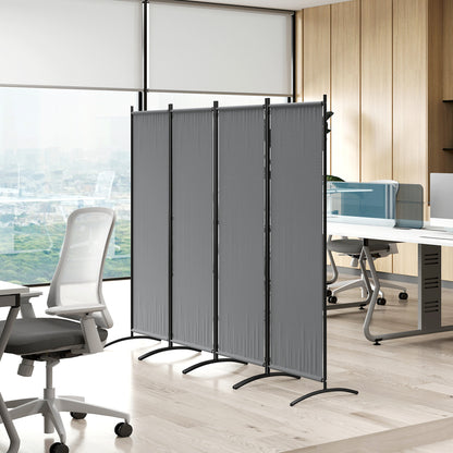 4 Panel Folding Room Divider, 1.7m Privacy Screen with Wide Feet, Portable Freestanding Metal Partition Separator for Office