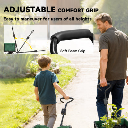 114L Steel Frame Garden Cart Trolley - Green