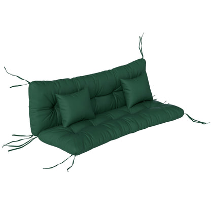 Outdoor Seat Cushions Back Cushion with 2 Pillows, Water Repellent Seat Pads for 3-Seater Chair, Green