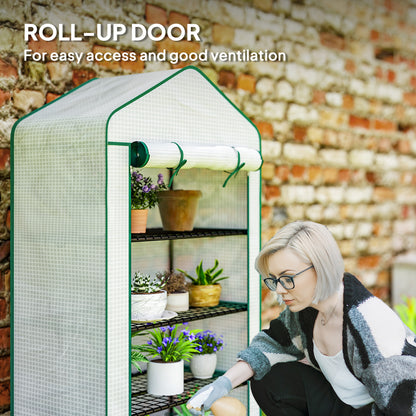 Four-Tier Mini Greenhouse, with Reinforced Plastic Cover