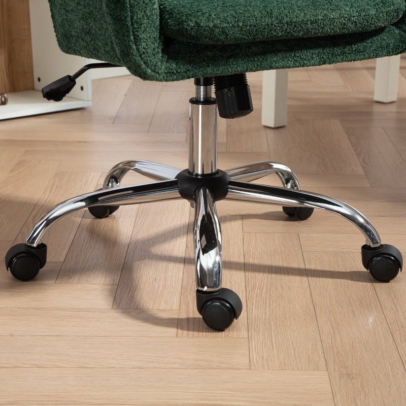 Snow Flannel Office Chair with Padded for Home - Dark Green