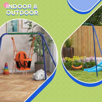 Two-In-One Toddler Garden Swing, with Comfortable Seat, Safety Belt - Orange and Blue