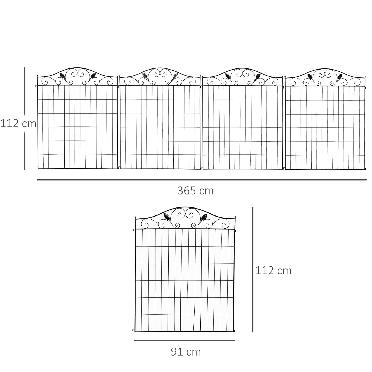 Garden Decorative Fence 4 Panels 44in x 12ft Metal Wire Landscape Border Edging