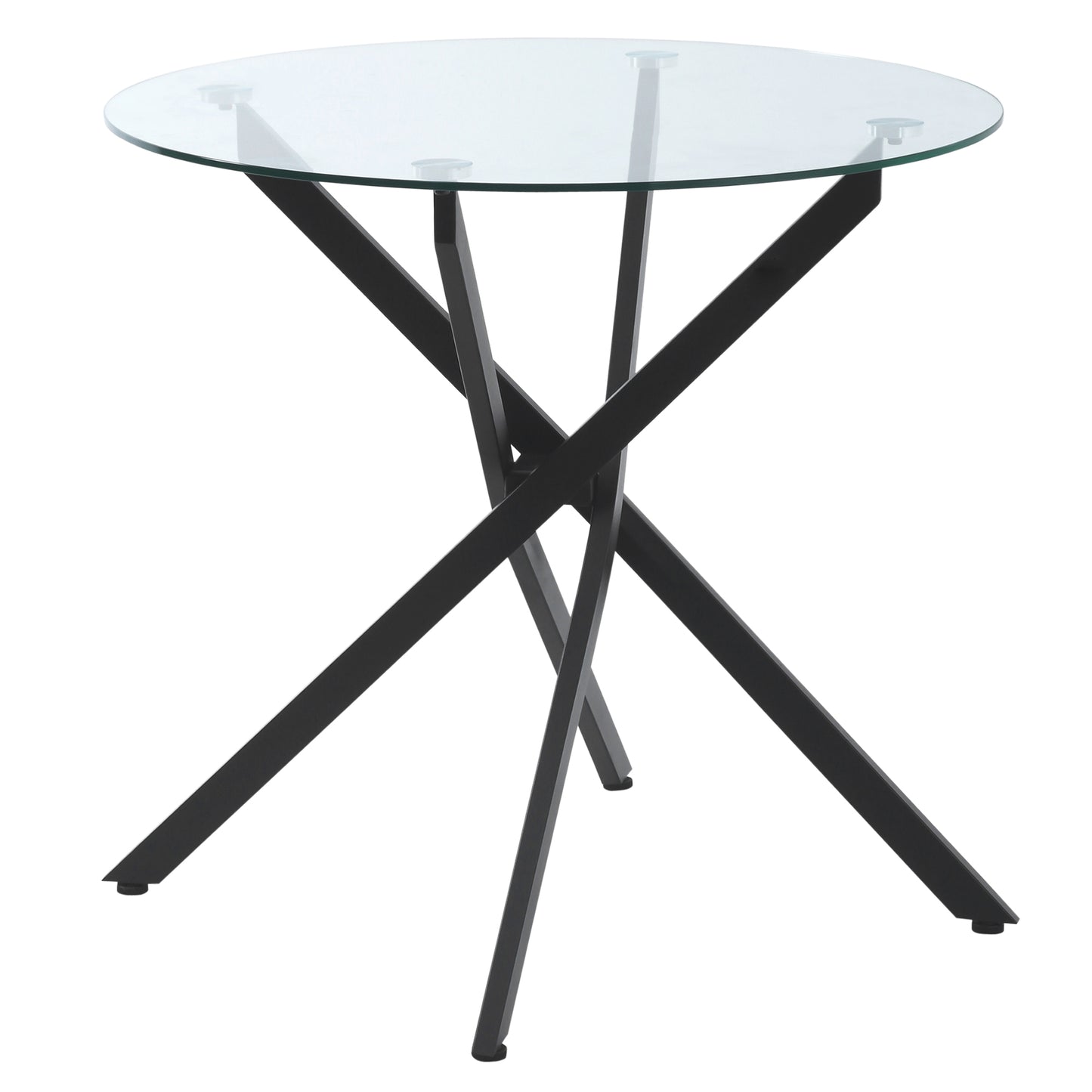 Dining Table with Clear Tempered Glass Top, Round Table with Metal Legs, Modern Kitchen Table for Dining Room Living Room